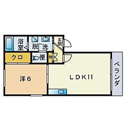 パークサイド姪浜駅南B 1LDKの間取図画像