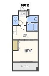 RJR姪浜 1DKの間取図画像