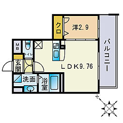 RiverGarden室見 1LDKの間取図画像