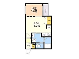quador姪浜 1LDKの間取図画像