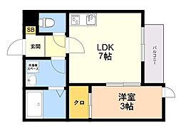 愛宕二丁目アパート(仮称) 1LDKの間取図画像