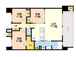 S-RESIDENCE愛宕SOUTH 3LDKの間取図画像