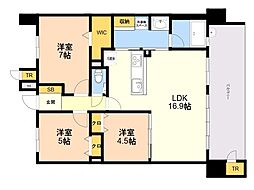 S-RESIDENCE愛宕SOUTH 3LDKの間取図画像