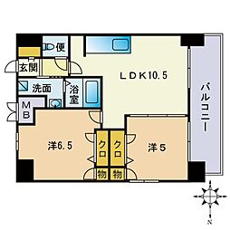 ステイツ姪浜駅前 2LDKの間取図画像