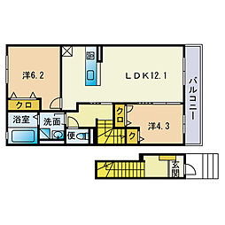 エレガント・ヴィラA 2LDKの間取図画像