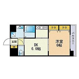 セレーノ姪浜 1DKの間取図画像