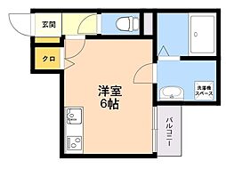 JR筑肥線 周船寺駅 徒歩9分の賃貸アパート 1階ワンルームの間取り