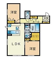 Ｍａｉｓｏｎ　ｈｉｍａｗａｒｉ 1階2LDKの間取り