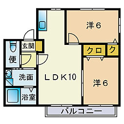 メゾン・ド・レトア2 1階2LDKの間取り