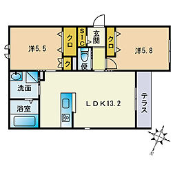 ｖｉｖａｎｔ横浜 1階2LDKの間取り