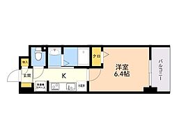 アスミール伊都 1Kの間取図画像
