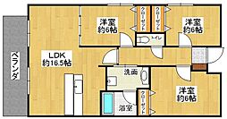 サンヒルズ今宿 3LDKの間取図画像