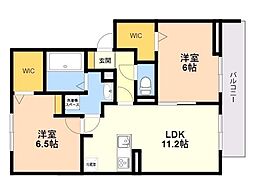 ポルトボヌール前原 2LDKの間取図画像
