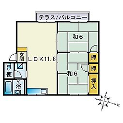 ヴィラ・ボヌールA 2LDKの間取図画像