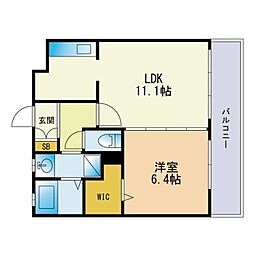 グランメール横浜 1LDKの間取図画像