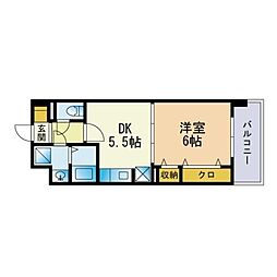 ウールー・ヴィラージュ 1DKの間取図画像