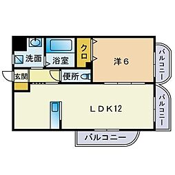 メゾンシャルル 1LDKの間取図画像