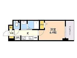 アスミール伊都 1Kの間取図画像