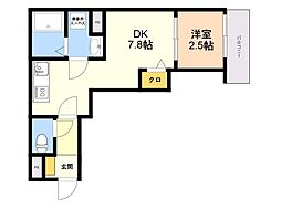 仮称)西区今宿東1丁目B棟新築AP 1DKの間取図画像