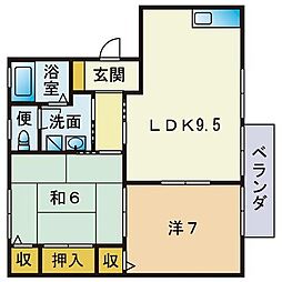 ジャルダン横浜D 2LDKの間取図画像