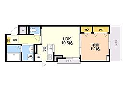 ワーズイヤー12 1LDKの間取図画像