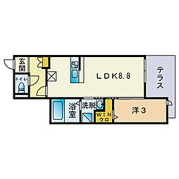 アークトゥルス西南の杜eclat 1LDKの間取図画像