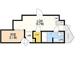 ガレット大池通り 1LDKの間取図画像