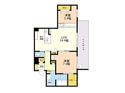 GRANDBLEUDESASAOKA 2LDKの間取図画像