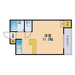 フォレスト鳥飼 ワンルームの間取図画像