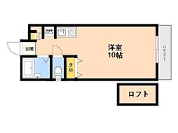 クローバーハウス鳥飼 ワンルームの間取図画像