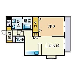 コンドミニアム福大前 1LDKの間取図画像