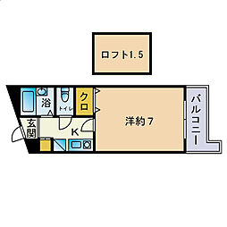アドヴァンス91 1Kの間取図画像