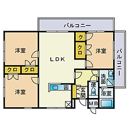 ウエストウッド飯倉 3LDKの間取図画像