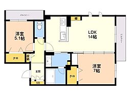 シャーメゾンステージ松山 2LDKの間取図画像