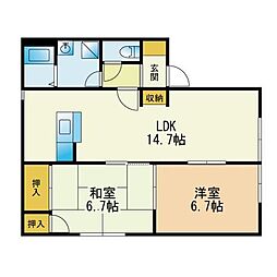 ソレーユ小笹 2LDKの間取図画像