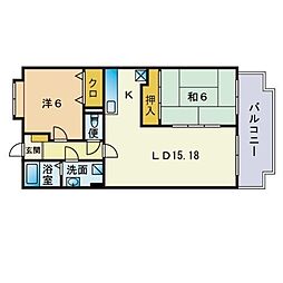 ヴィルヌーブ壱番館 2LDKの間取図画像