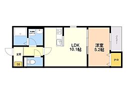 カトレア長尾2 1LDKの間取図画像
