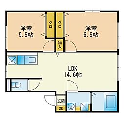レトア城南 2LDKの間取図画像