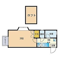 サンヒルズ別府 1DKの間取図画像