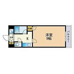 クロスステージ笹丘 1DKの間取図画像