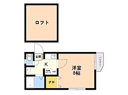 Kハウス友泉 1Kの間取図画像