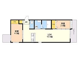 MiRAIal藤崎 2LDKの間取図画像