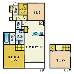 Belle Lead藤崎駅南B棟 2SLDKの間取図画像