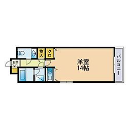 フェリクス西新 ワンルームの間取図画像