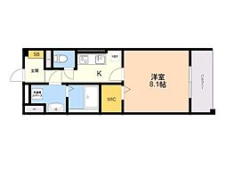 APL-tage西新 1Kの間取図画像