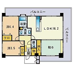 グラビス室見ツインコート 3LDKの間取図画像