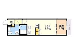 quador西新城西 1LDKの間取図画像