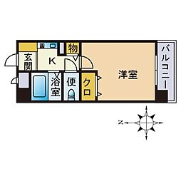 西新I.G.ビレッジ 1Kの間取図画像
