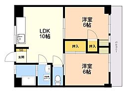 コーポのなか 2LDKの間取図画像
