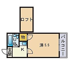 ファミールハピネス原 ワンルームの間取図画像